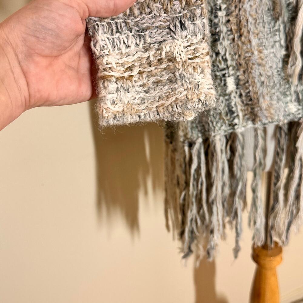 Free People Chunky Knit Fringe Birkenstock Open Cardigan Sz M - Picture 6 of 9